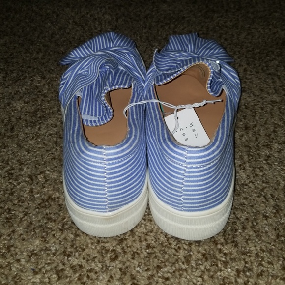 A New Day Blue & White Striped Slip On Sneakers - Picture 4 of 5
